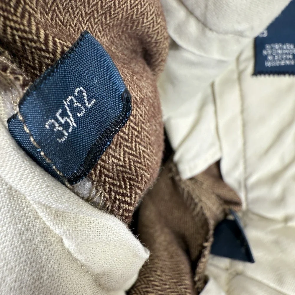 Vintage Polo Ralph Lauren Pleated Pants‎ 34x28 Herringbone Beige Tan